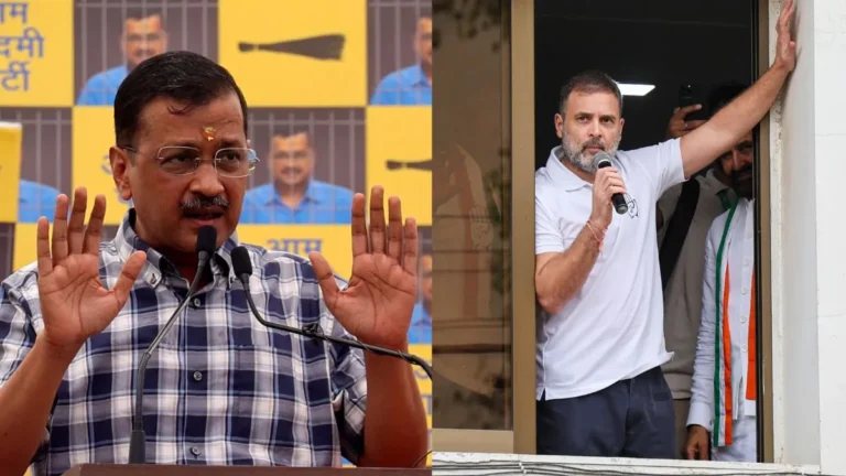 अरविंद केजरीवाल प्रेस कॉन्फ्रेंस में दिल्ली चुनाव 2024 पर बोलते हुए।
